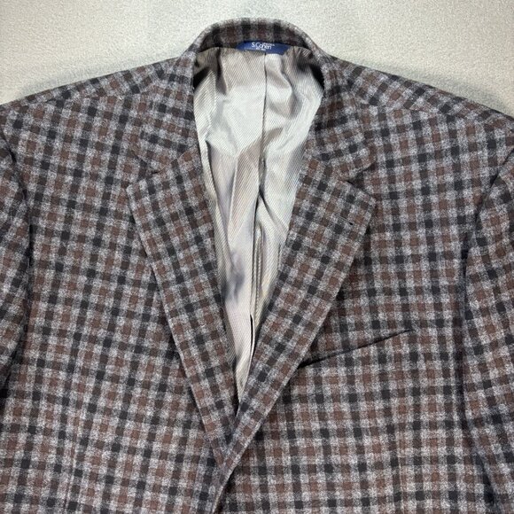 S Cohen Angelico Men’s 48R 100% Wool Checked Plaid Blazer Sport Coat Jacket Fall - Picture 2 of 16